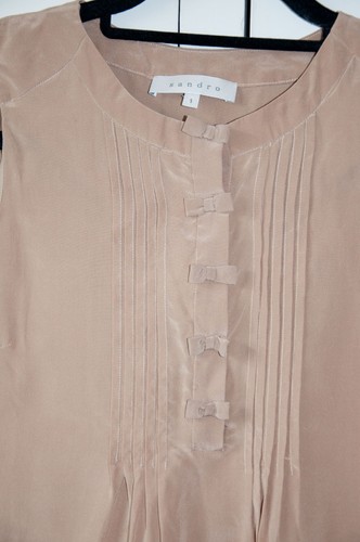 top senza maniche s crema beige seta taglia Sandro bottoni donna fiocco Rnxw4zWqHa