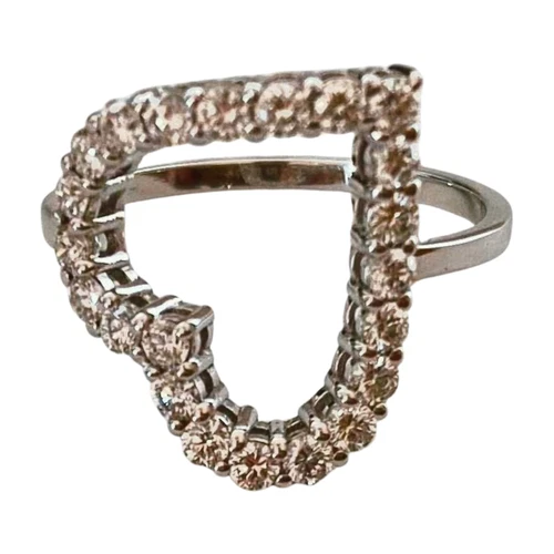 GUCCI Open Heart Pave Diamond Ring US6 18k White Gold Au750 Made in Italy - Picture 6 of 8