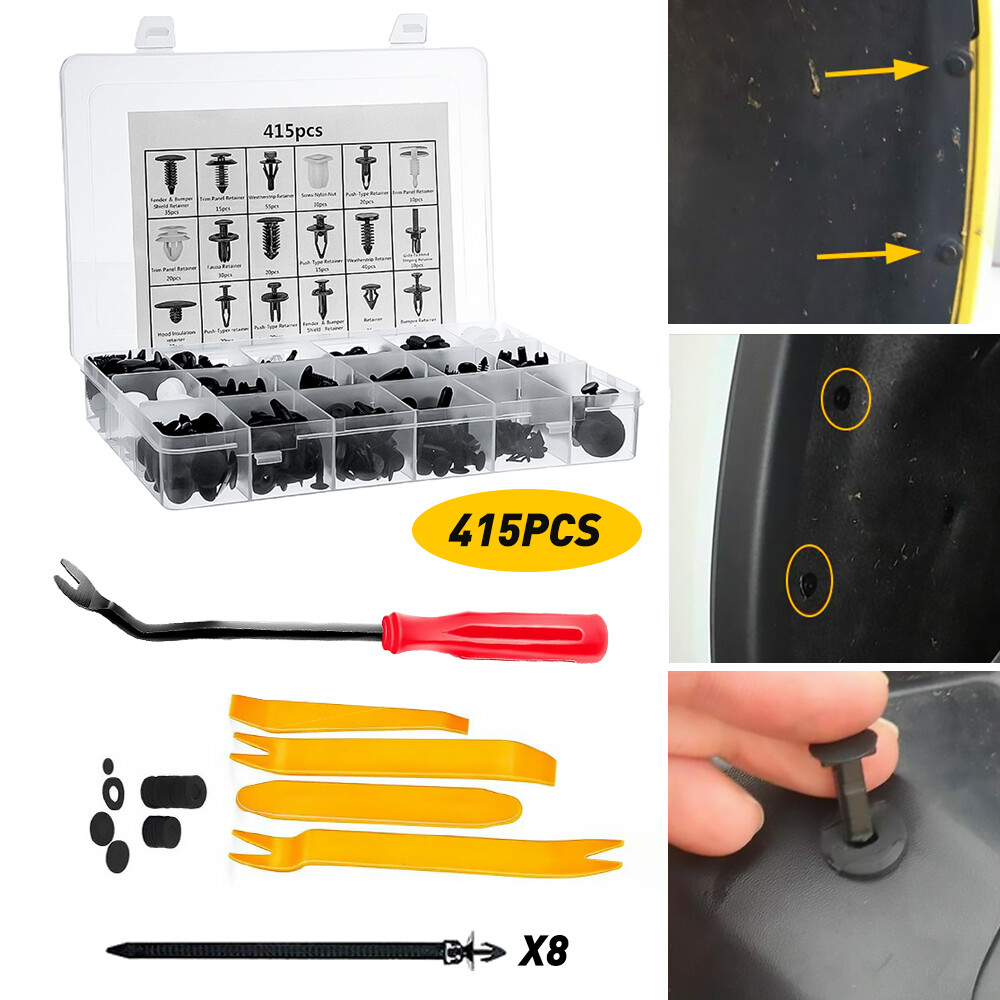 415-Piece Car Plastic Trim Push Rivet Clip Kit for Panels & Fenders
