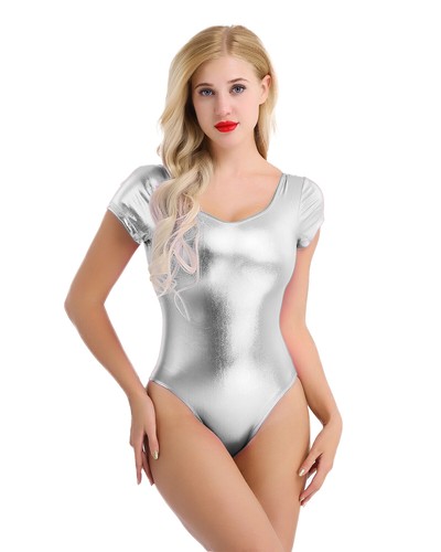 Traje de baño de una pieza para mujer Monokini de corte alto body de cuero metálico brillante - Imagen 62 de 91