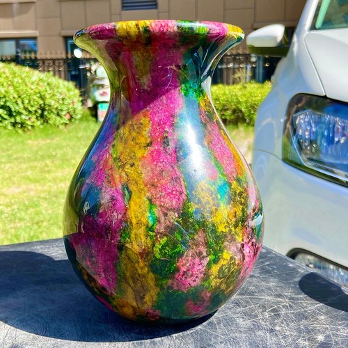 3.61LB Seven Colours Jade Stone Flower Vase Bottle Jar Pot-Taiwan - Imagen 2 de 21