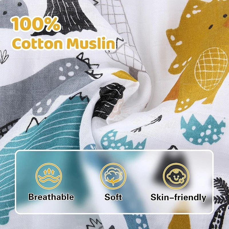 Baby Muslin Swaddle Blanket Cotton Car Seat Cover Sunshade Canopy Universal Fit - Image 2 of 4