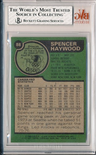 1977-78 Topps ROD SEILING Rare Error SPENCER HAYWOOD Basketball Wrong Back BVG 7 - Picture 2 of 2