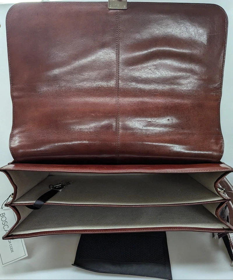 Maletín Bosca de cuero antiguo marrón oscuro con doble refuerzo #833-58 Foto 4 de 4