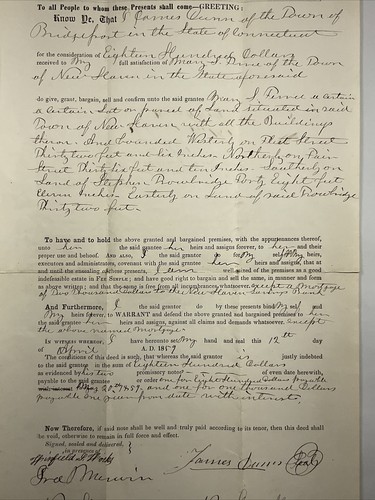 1859 Bridgeport, Connecticut Antique Mortgage Deed New Haven Property James Dunn - Picture 3 of 12