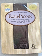 Vintage Evan Picone Ultra Sheer Pantyhose Size Medium Ultra Black