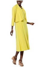 Antthony Women's 2-pc Crocheted Accent Midi Dress & Shrug Set Citrine