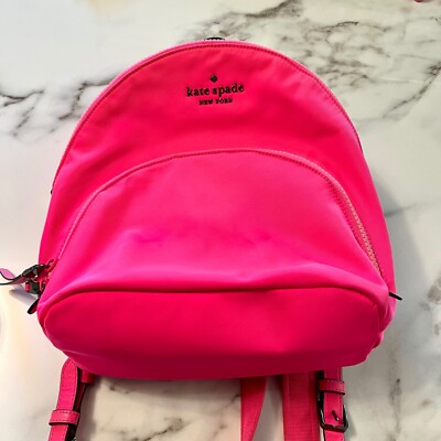 KATE SPADE Karissa Nylon Backpack Medium Bright Neon Pink Black