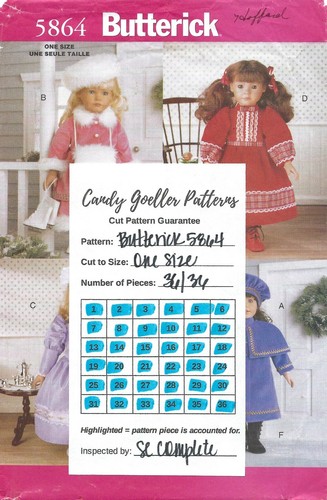 Butterick 5864 Coat, Hat, Dress, Capelet Historical Clothing 18" Dolls COMPLETE - Picture 2 of 4