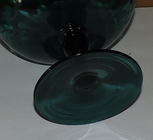 Vintage Gorgeous Fancy Decorative Large 15" Blue Glass Footed Compote Bowl W Lid - Picture 6 of 6