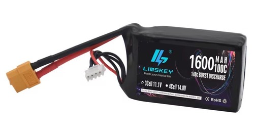 BATTERIA LI-PO 11,1V 1600mAh ioni di Litio LiPo Battery 100C 3S Modellismo XT60 - Zdjęcie 2 z 2