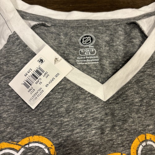 Boston Bruins NHL Two Toned Long Sleeve Tee Size Small 4/6 New Gray White - Picture 3 of 5