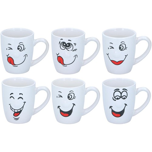 6Pcs Smiley Face Tea Coffee Mug Soup Cup Smile faces Birthday Present Gift Idea - Picture 4 of 6