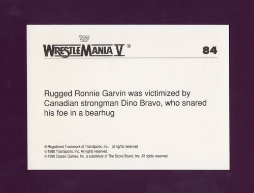 1990 WWF Wrestlemania Rugged Ronnie Garvin #84 - Picture 2 of 2