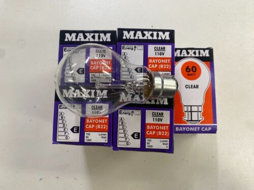 5x 60w Light Bulbs 110V Bayonet Cap GLS Clear B22 BC Maxim NOT FOR HOUSEHOLD - Picture 14 of 24