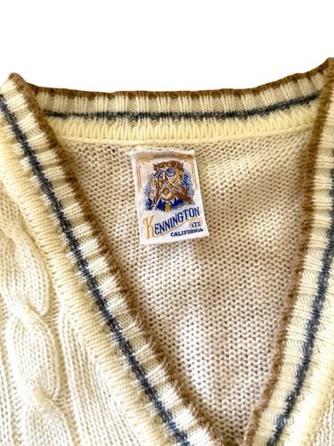 Suéter de Colección Años 70 Kennington Original Cricket Tejido con Cable Cuello en V Talla M/L* - Imagen 2 de 5