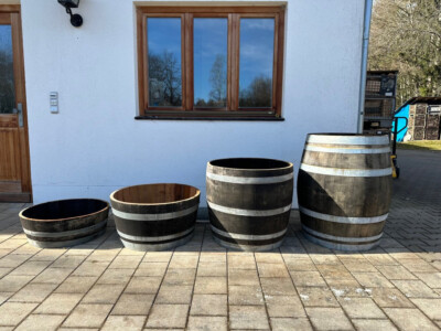 Holzfaß gebraucht Eichenfaß, Regentonne, Weinfaß, Teich Zuschnitt 1/3, 2/3, halb
