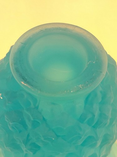 Satin Pineapple Vase Vintage Frosted Blue Glass - 4" - Picture 4 of 5