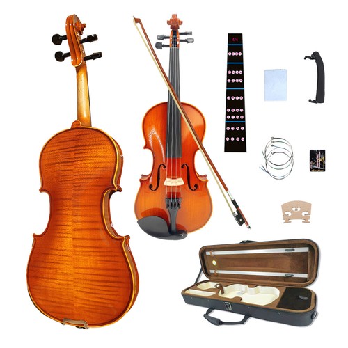 4/4 Size Violin Handmade Spruce Solid Wood with Free Accessories for Beginners - Picture 1 of 12