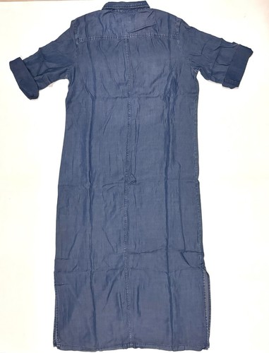 Chico's 2 Denim Maxi Dress 100% Tencel Lyocell Maxi Dress 1/4 Sleeve NWT - Picture 2 of 14