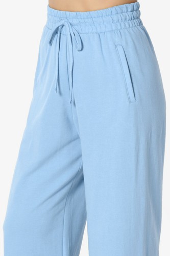 TheMogan S~3X Cozy Cotton Terry Drawstring High Rise Wide Leg Track Lounge Pants - Picture 61 of 98