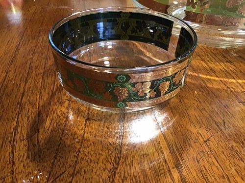 Vintage CERA Green & Gold Grecian 2 Bowl Set I Mid-Century- Rare - Picture 7 of 7