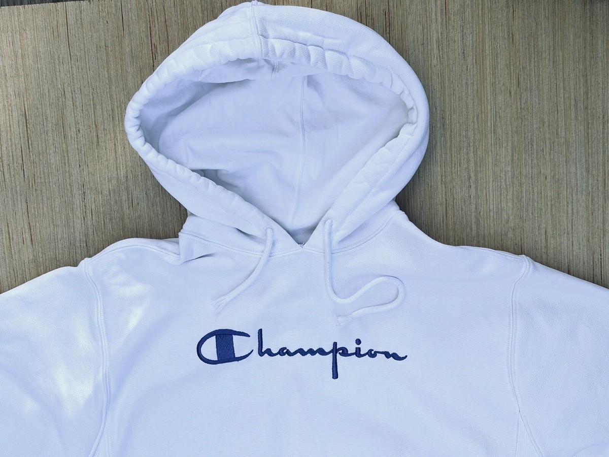 Champion Reverse Weave Hoodie Mens Medium White Sweatshirt