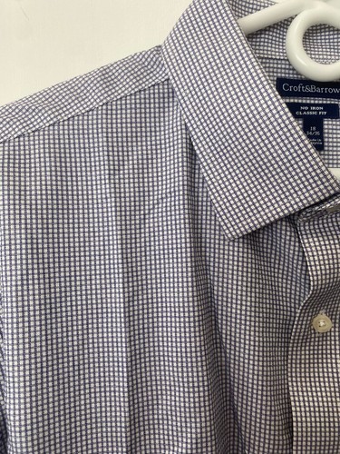 Croft & Barrow Shirt 18 34/35 Blue Check Long Sleeve No Iron Classic Fit - Picture 3 of 7