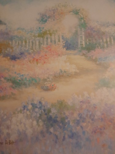 Quadro paesaggistico vintage Nora De Bolt firmato 22X16 bellissimi colori pastello - Foto 3 di 6