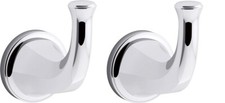 Kohler K-26510-CP Refined Robe Hook, Polished Chrome, LOT of 2, NEW