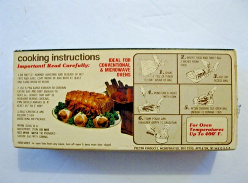 Bolsas para horno Presto Products vintage cocina sin abrir stock antiguo 8ct. Talla regular - Imagen 4 de 5