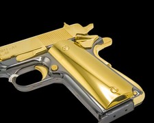 24K Gold Plated 1911 Grips Full Size, Real Gold Plated, Ambi Cut