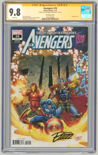 CGC SS 9.8 Avengers #10 Legacy #700 Variant Cover SIGNED Ron Lim & Adam Kubert