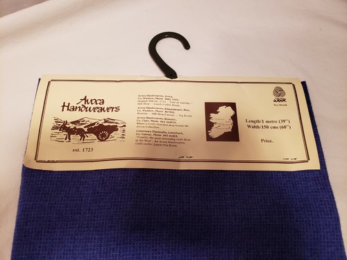 Vintage Avoca Handweavers Wool Blanket/ Fabric, NOS, Dark Blue Color, 39" x 60" - Picture 2 of 9