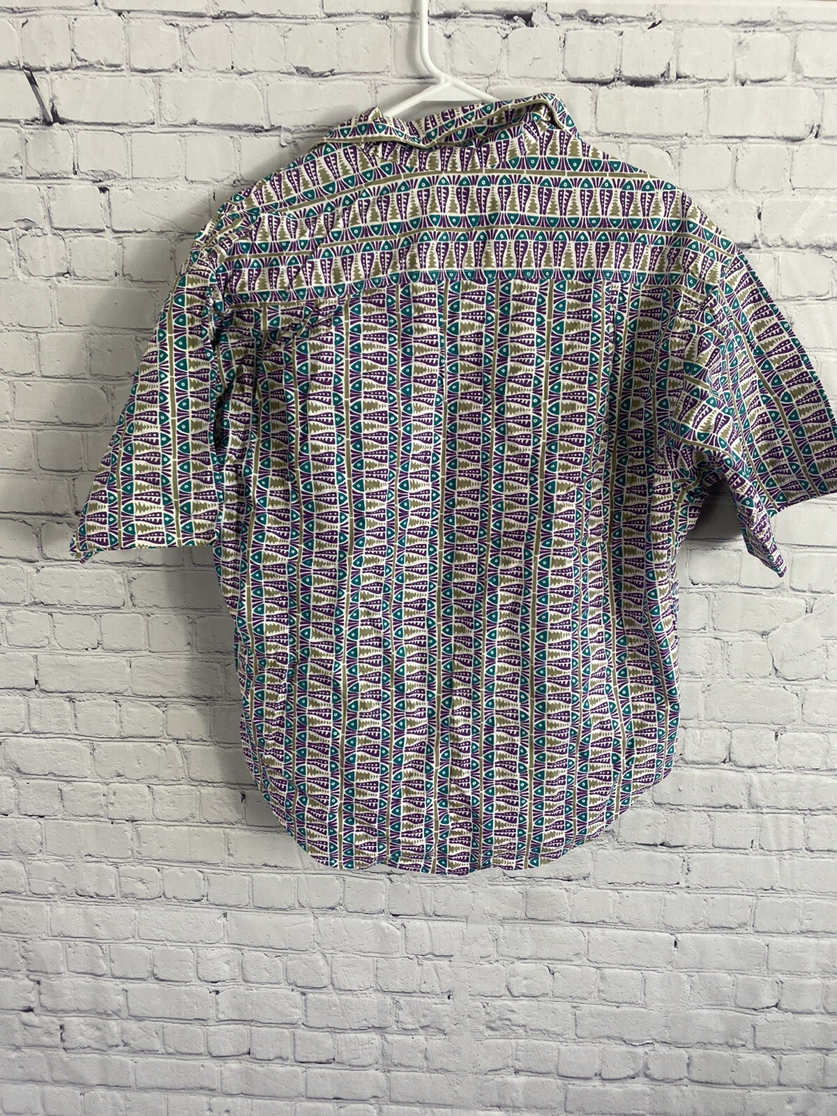 Vintage Columbia Fishbone Ocean Print Button up Shirt… - Gem