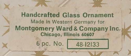 Vintage mundgeblasenes Glas Montgomery Ward Western Germany Weihnachtsschmuck 6 Stück - Bild 3 von 4