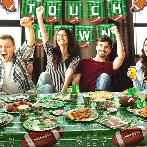 156PCS Football Party Supplies Kit Serve 16 Gameday Party Decorations Plates - Picture 6 of 7