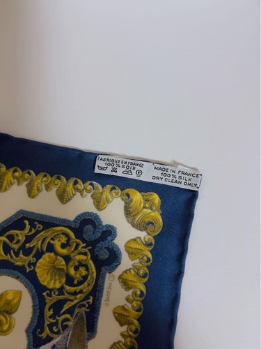 HERMES Carre 45 LVDOVICVS MAGNVS Louis XIV Scarf Blue Tags No Box Used. - Picture 3 of 10