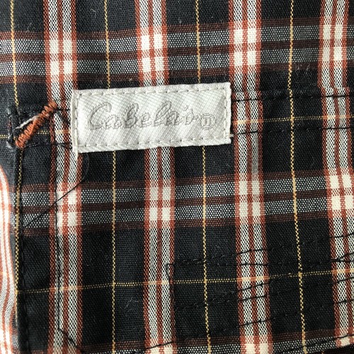 Cabelas Mens Long Sleeve Button Up Plaid Shirt Zip Pocket Roll Tab Sleeves XL - Picture 3 of 10