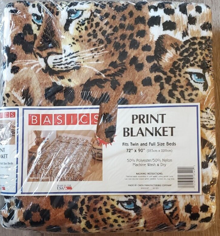 Vintage Basics Leopard Cat Print Blanket for Twin or Full 72x90u0026#034; Made  in USA NEW | eBay