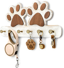 Farmhouse Key Holder for Wall - Decorative Dog Leash Hanger Wall Mounted and Coa