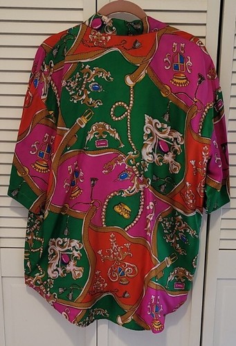 Silk House 100% Seide Button Down Kragen Top Größe L Kurzarm  - Bild 3 von 3