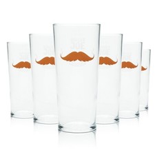 6x Ginger Joe Bier Glas 0,5l PINT Becher Mustache Englisch Willi Gl&auml;ser Beer