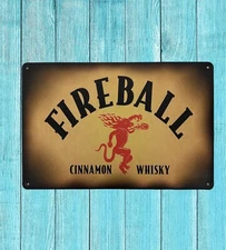 Fireball Whisky Vintage Style Tin Metal Bar Sign Poster Man Cave Collectible New