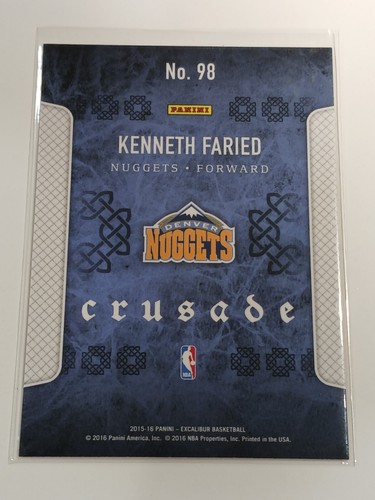 2015-16 Panini Excalibur Kenneth Faried Crusade Camo #98 Nuggets Manimal! - Picture 2 of 2