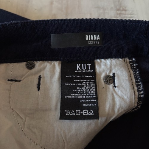 Kut from the Kloth Diana Skinny Navy Corduroy pants Women's 6 - Picture 5 of 7