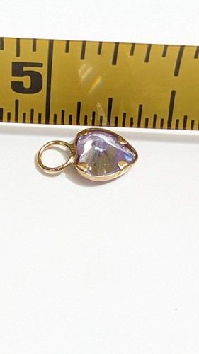 14K Yw Gold 5mm Prong Set Extra Pale Purple Facet Cut Gemstone Heart Pendant WOW - Picture 7 of 8