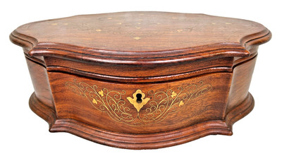 Vintage Brass Inlaid Wood Dresser Box Lock w/ No Key  Beautiful Wood