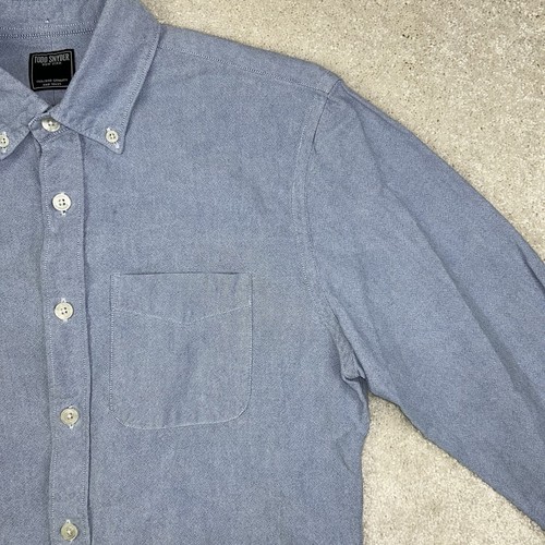 Todd Snyder Portugal Mens Oxford Blue Canvas Chambray Pocket Button Down Shirt S - Picture 5 of 17