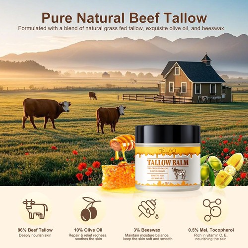 Beef Tallow Honey Balm for Skin - Grass Fed 2 Fl Oz (Pack of 1) - Picture 3 of 7